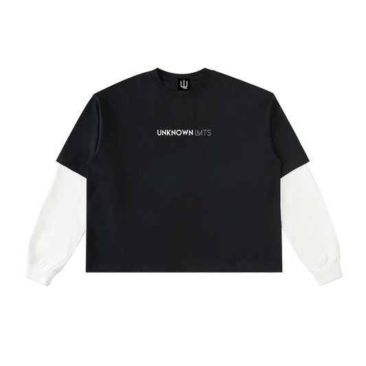 Layered Contrast Sleeve Cotton T-Shirt