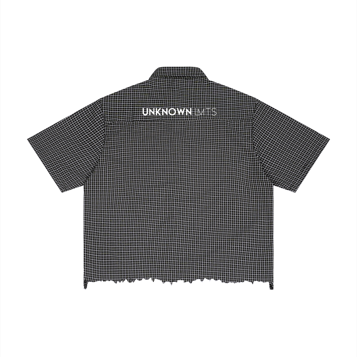 Unisex Distressed Plaid Boxy Shirt
